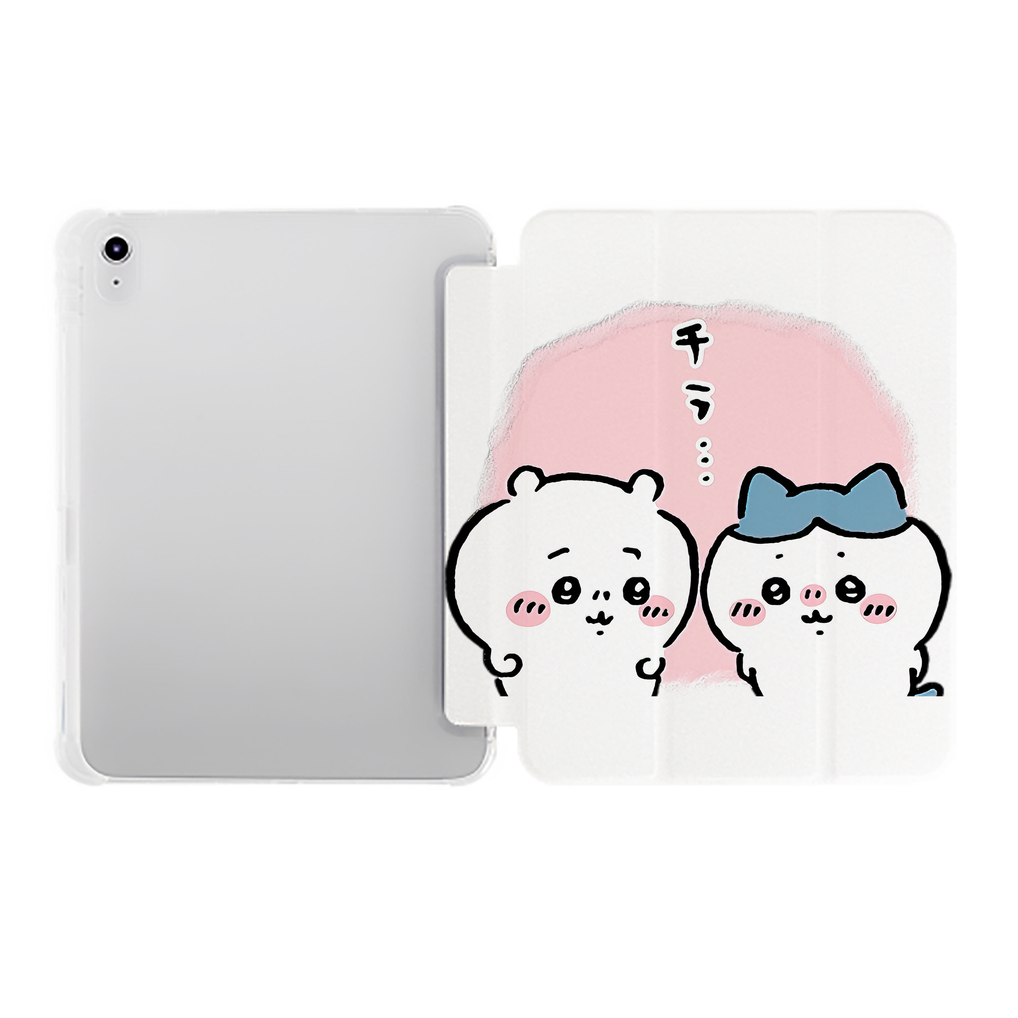 （画像用） ちいかわ ハチワレ Chii-kawa hachiware IPad ケース ペン収納付き 三つ折りスタンド PUレザー×シリコン 対応機種9.5/10.5/10.9インチ